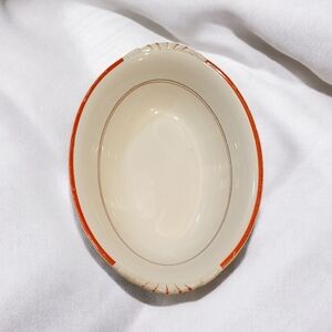 Homer Laughlin Oval Dish with Red Accents